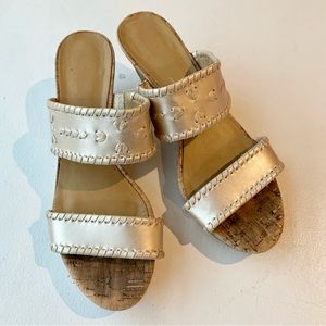 Jack Rogers Cork Wedge Sandal Platinum Size 7.5M